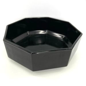 Arcoroc OCTIME France Black Octagonal No Trim Blown Glass Soup Cereal Bowl